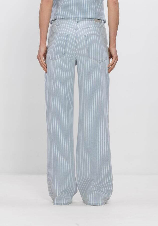 OBJECT Objsanni high waist wide leg jeans met krijtstreep light blue denim - Foto 2