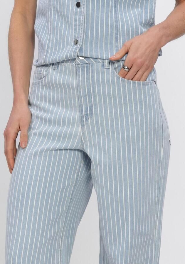 OBJECT Objsanni high waist wide leg jeans met krijtstreep light blue denim - Foto 3
