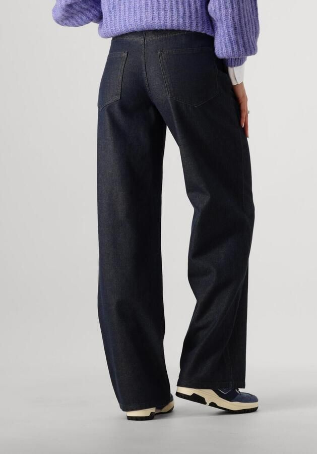 OBJECT coated high waist wide leg jeans OBJZILVIO dark blue denim met goud glitters