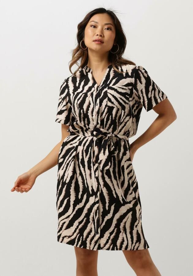 OBJECT blousejurk OBJJACIRA met zebraprint en ceintuur zwart wit - Foto 4