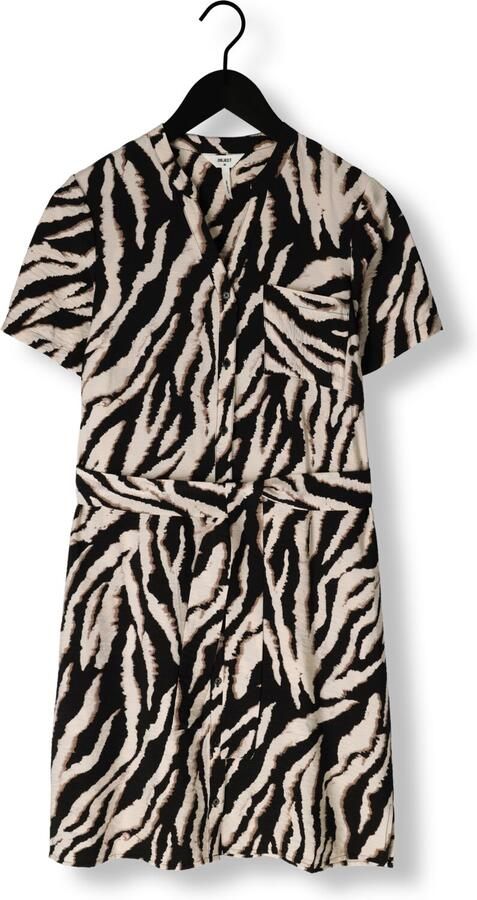 OBJECT blousejurk OBJJACIRA met zebraprint en ceintuur zwart wit - Foto 3