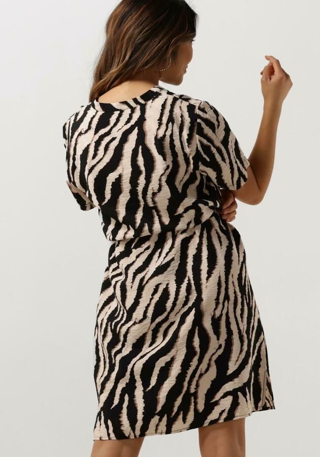 OBJECT blousejurk OBJJACIRA met zebraprint en ceintuur zwart wit