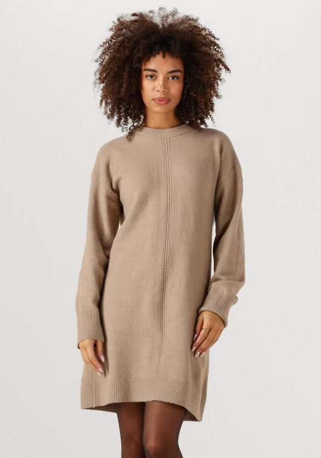 OBJECT Dames Jurken Objjuno L s Re O-neck Knit Dress Beige
