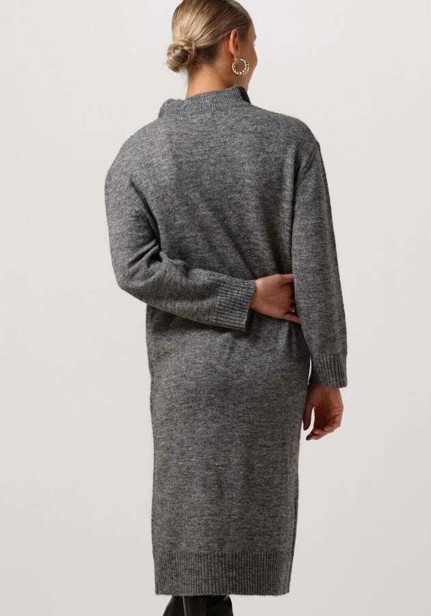 OBJECT Dames Jurken Objminna L s Zip Knit Dress Noos Donkergrijs