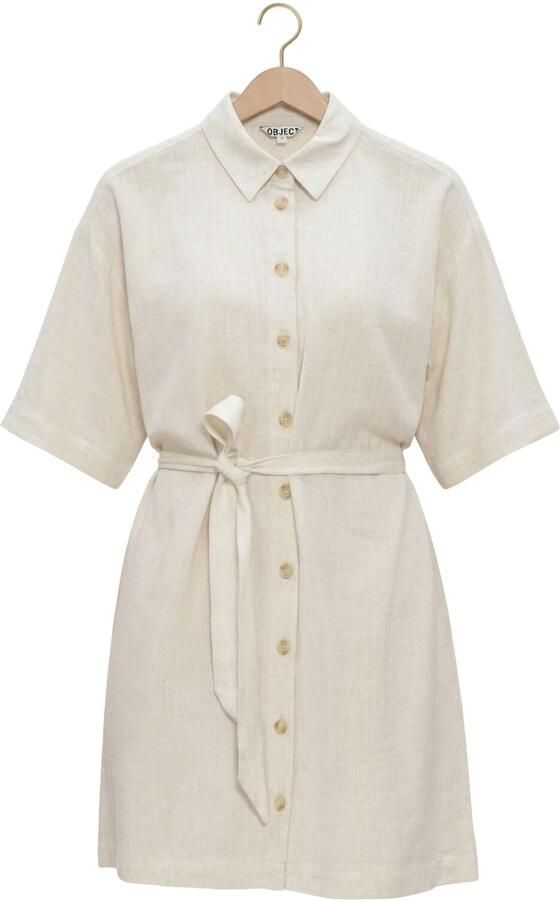 OBJECT Dames Jurken Objsanne 2 4 Lo Shirt Dress Ecru - Foto 4