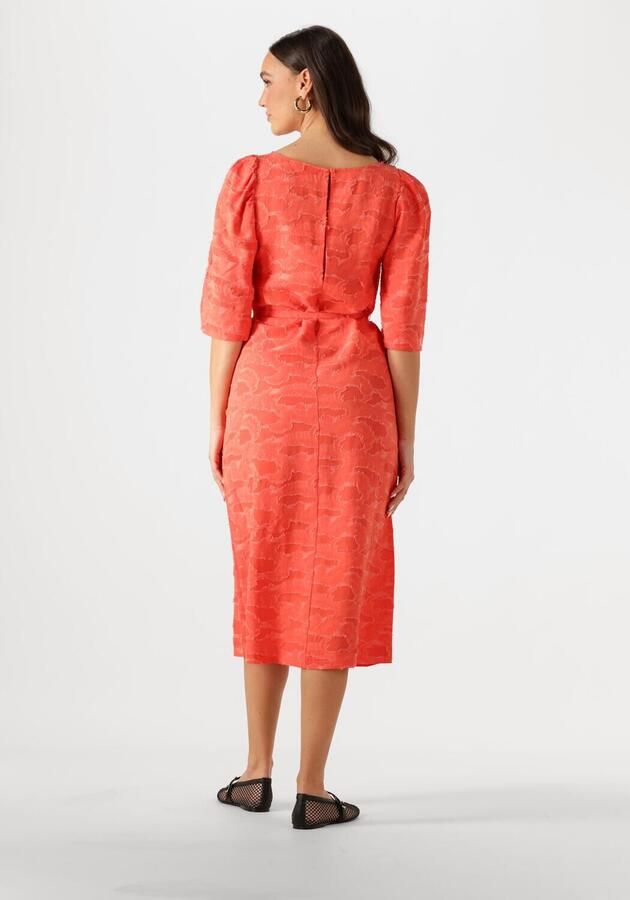 Object Oranje Midi Jurk met 3 4 Mouwen Orange Dames