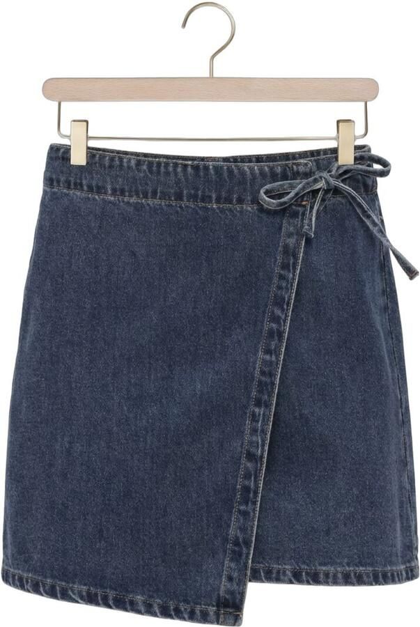 OBJECT Dames Rokken Objrosie Mw Denim Short Wrap Skirt Blauw - Foto 4