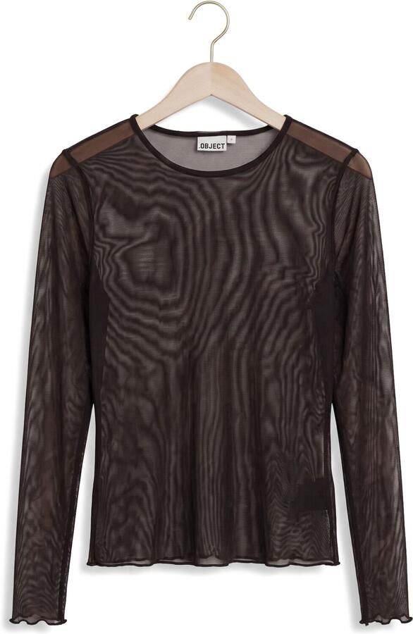 OBJECT Dames Tops & T-shirts Bjnoelle Slim L s Top 147 Bruin - Foto 4