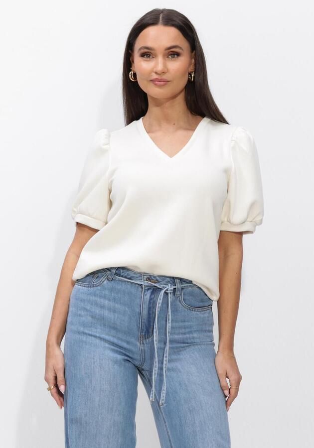 OBJECT Dames Tops & T-shirts Objandrea S s Re V-neck Top Gebroken Wit
