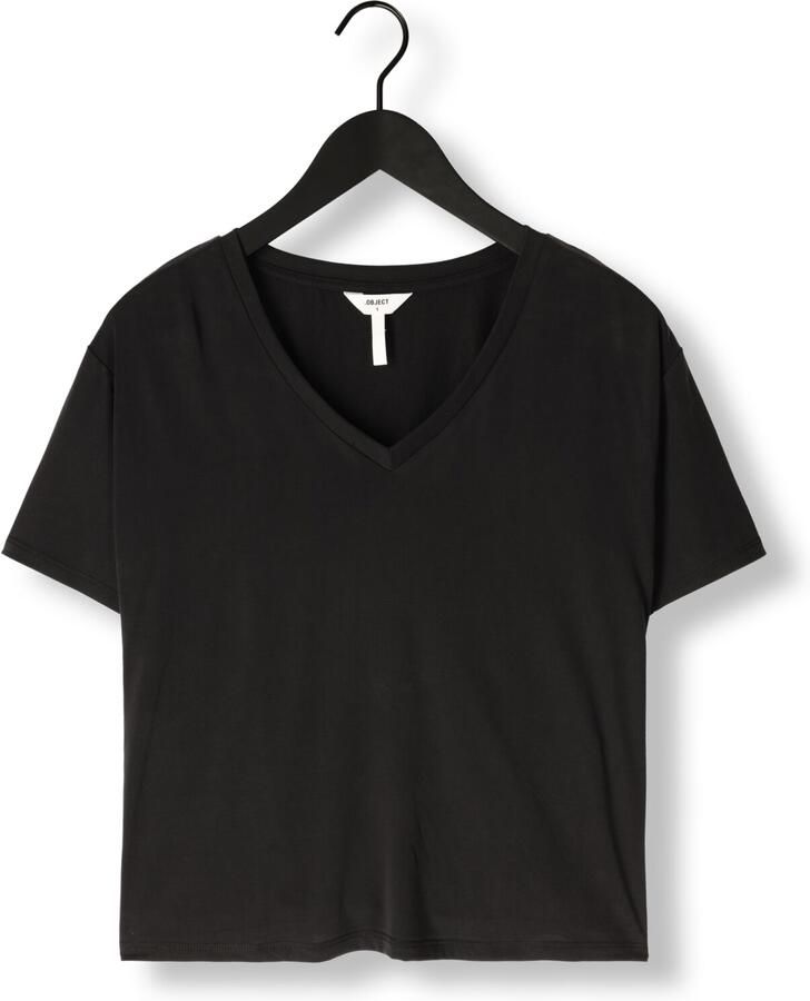 OBJECT Dames Tops & T-shirts Objannie Re S s V-neck Top Zwart