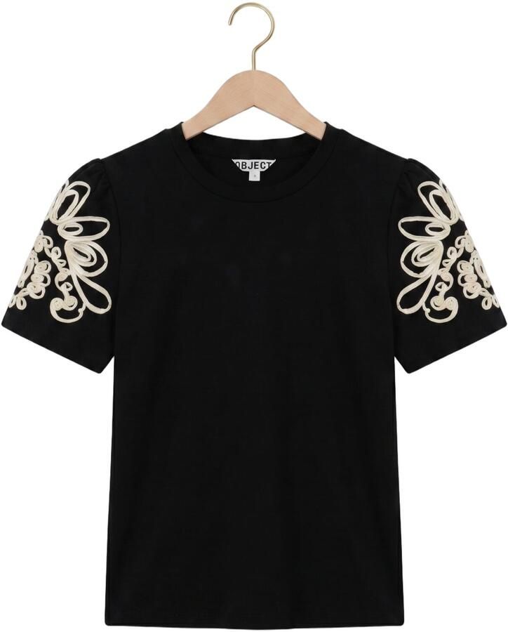 OBJECT Dames Tops & T-shirts Objcaroline Joana Ss Top E Div Zwart - Foto 2