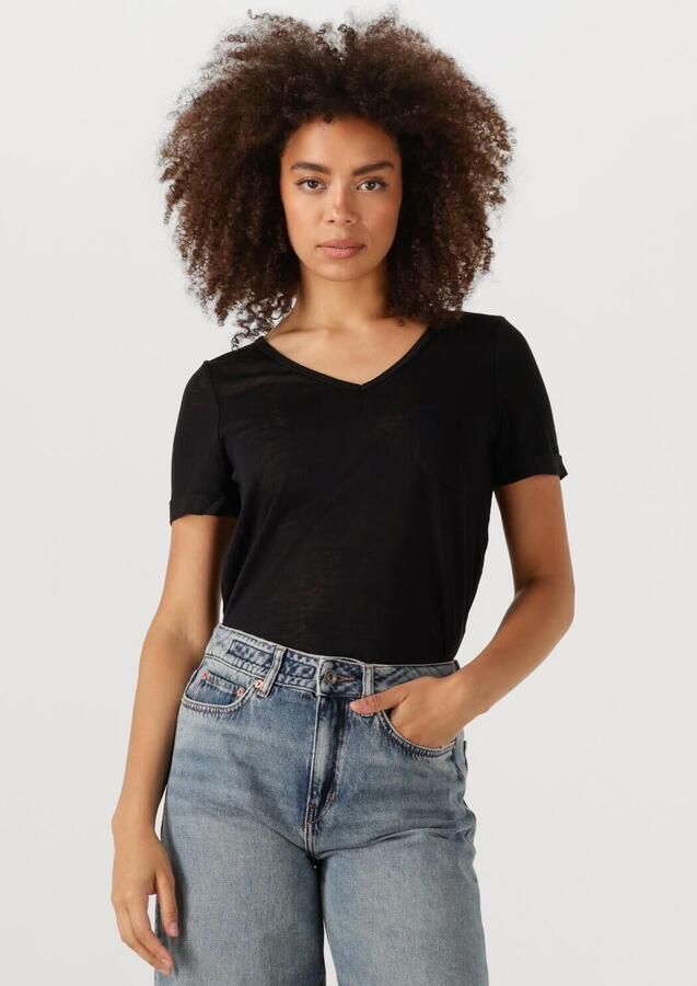 OBJECT Dames Tops & T-shirts Objetessi Slub S s V-neck Noos Zwart - Foto 4