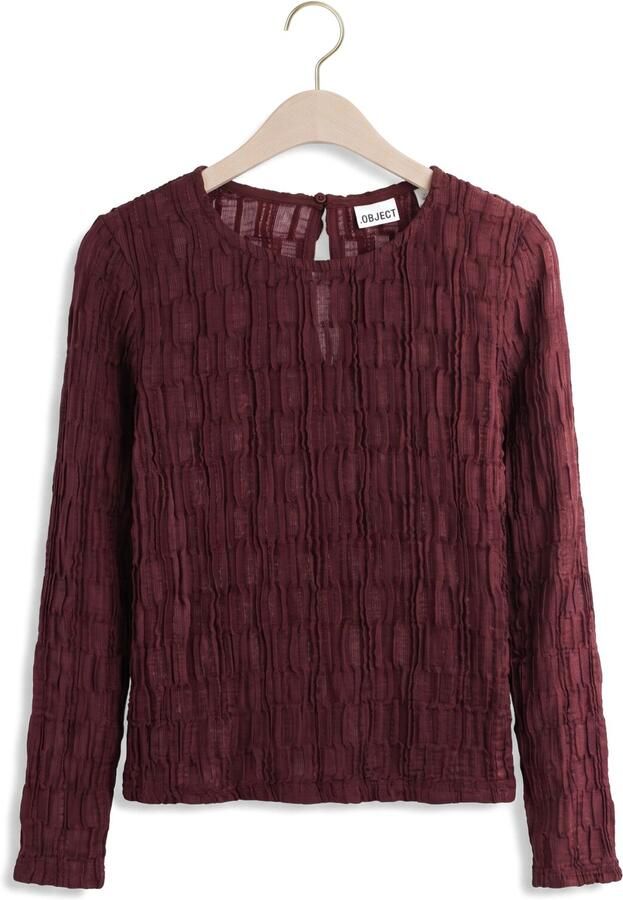 OBJECT Dames Tops & T-shirts Objevie L s Re Top Noos Bordeaux - Foto 4