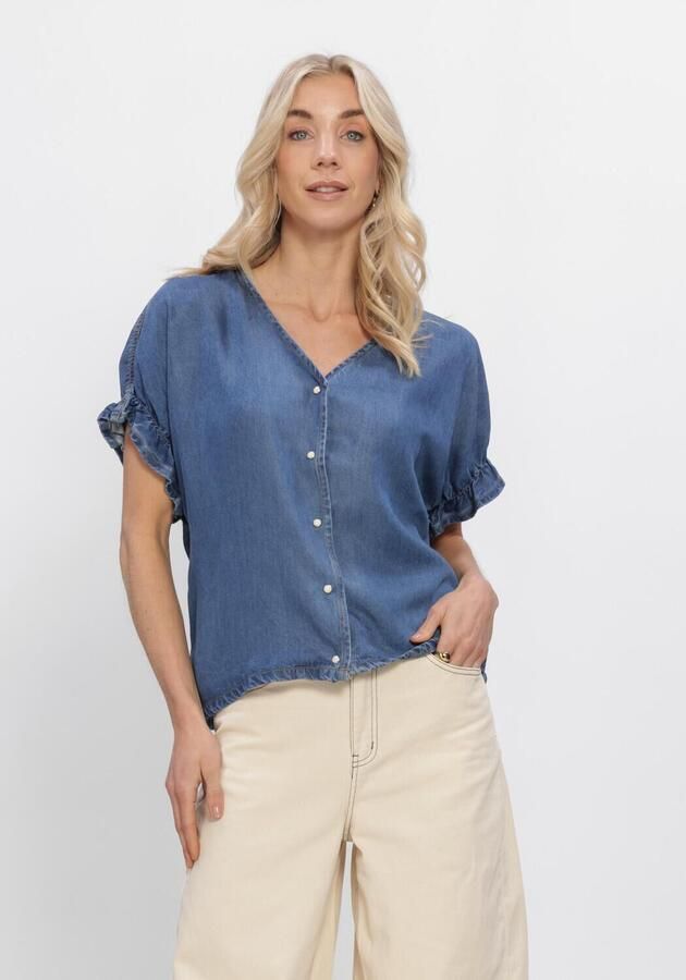 OBJECT Dames Tops & T-shirts Objframe 2 4 V-neck Re Top Blauw