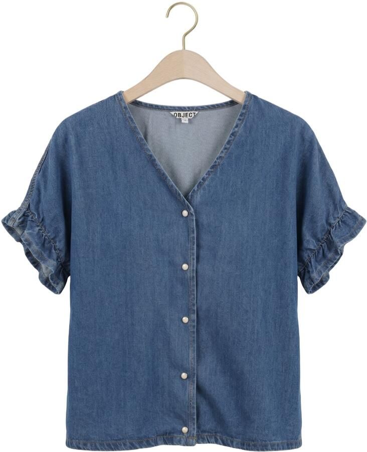 OBJECT Dames Tops & T-shirts Objframe 2 4 V-neck Re Top Blauw - Foto 2