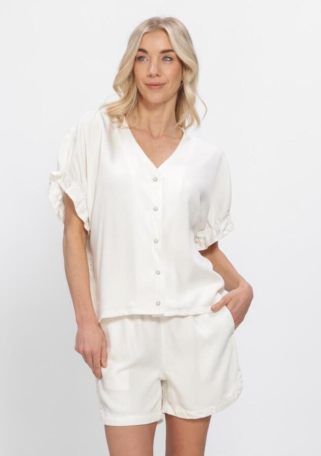 OBJECT Dames Tops & T-shirts Objframe 2 4 V-neck Re Top Gebroken Wit