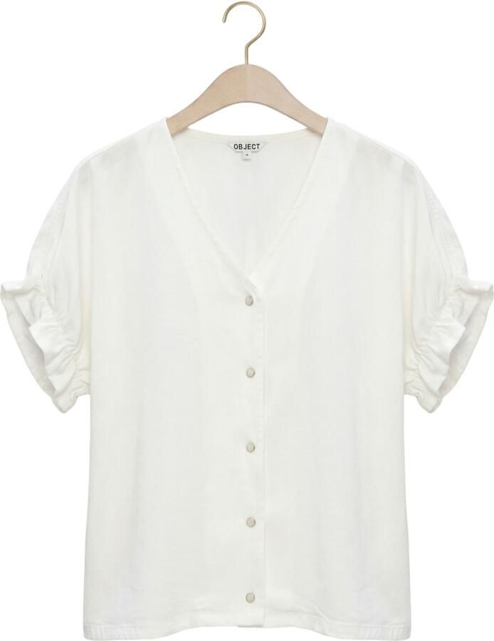 OBJECT Dames Tops & T-shirts Objframe 2 4 V-neck Re Top Gebroken Wit - Foto 2