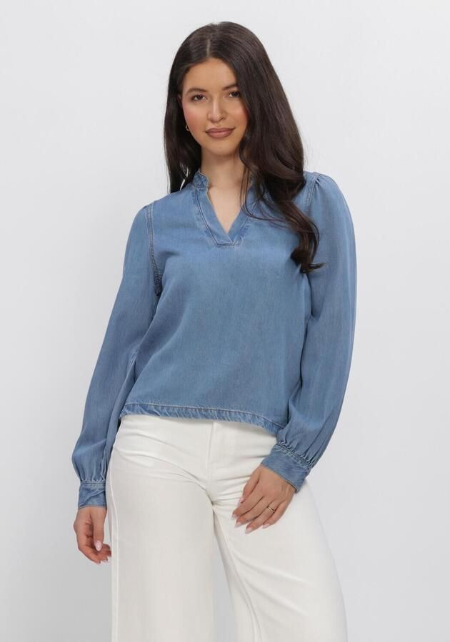 OBJECT Dames Tops & T-shirts Objframe V-neck Re Denim Top Blauw