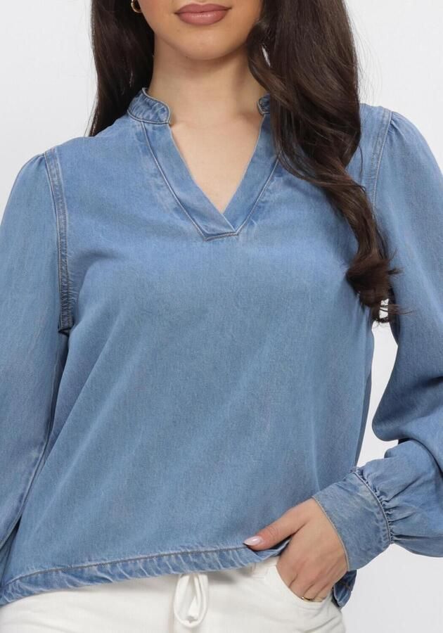 OBJECT Dames Tops & T-shirts Objframe V-neck Re Denim Top Blauw - Foto 3