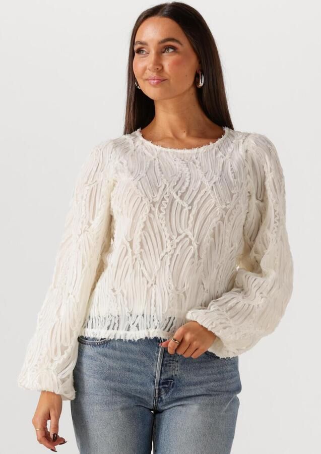 OBJECT Dames Tops & T-shirts Objlucie L s Re O-neck Top Gebroken Wit - Foto 4