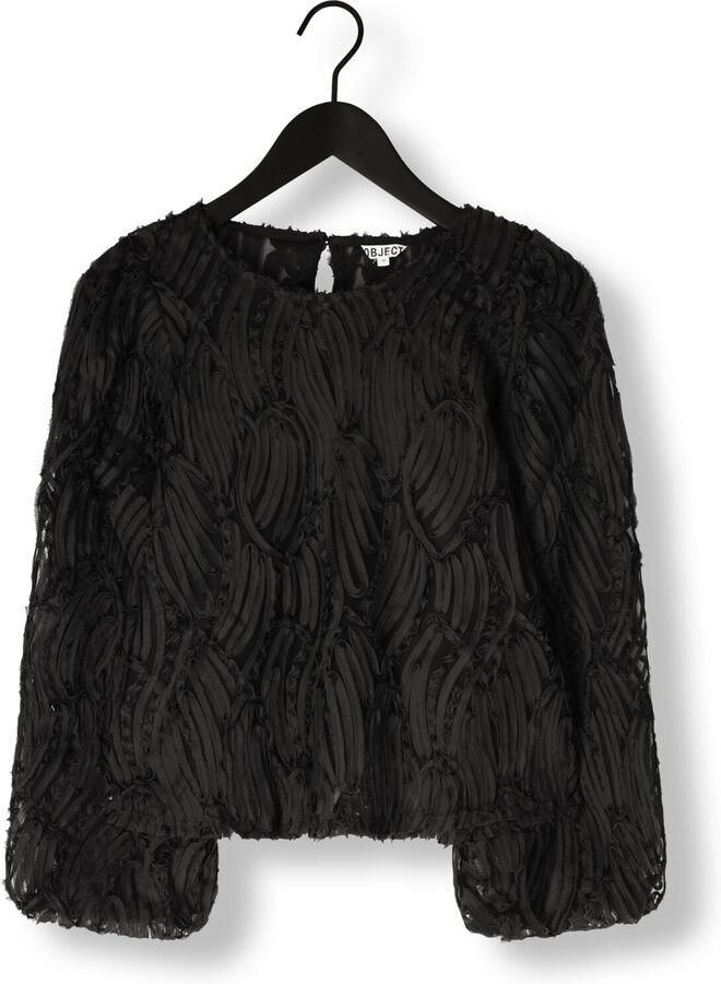 OBJECT Dames Tops & T-shirts Objlucie L s Re O-neck Top Zwart