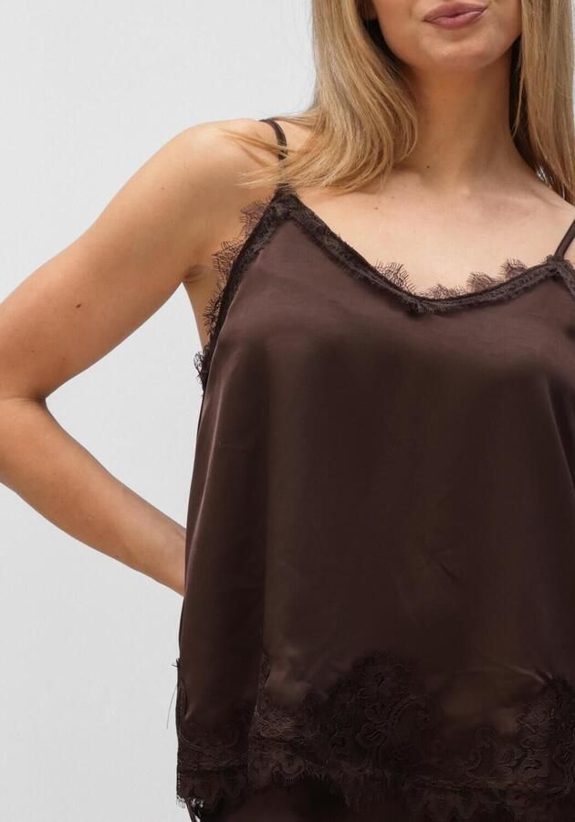 OBJECT Dames Tops & T-shirts Objnaline Reg Slip Lace Top Bruin - Foto 3