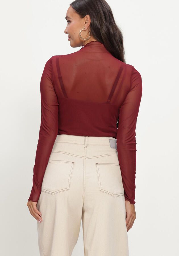 OBJECT Dames Tops & T-shirts Objnela Ls O-neck Mesh Top Rep Bordeaux - Foto 3