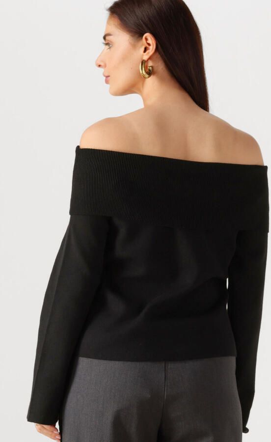 OBJECT Dames Tops & T-shirts Objreynard L s Re Off Shoulder Knit Zwart - Foto 3