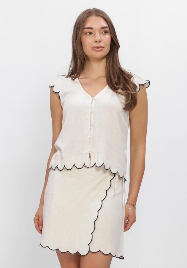 OBJECT Dames Tops & T-shirts Objsanne S l Lo V-neck Top Ecru