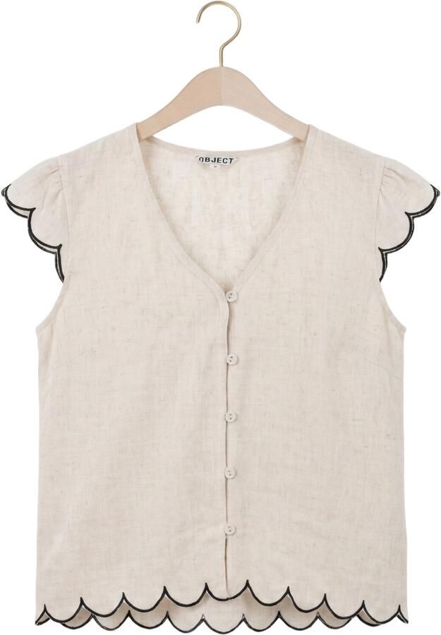 OBJECT Dames Tops & T-shirts Objsanne S l Lo V-neck Top Ecru - Foto 4
