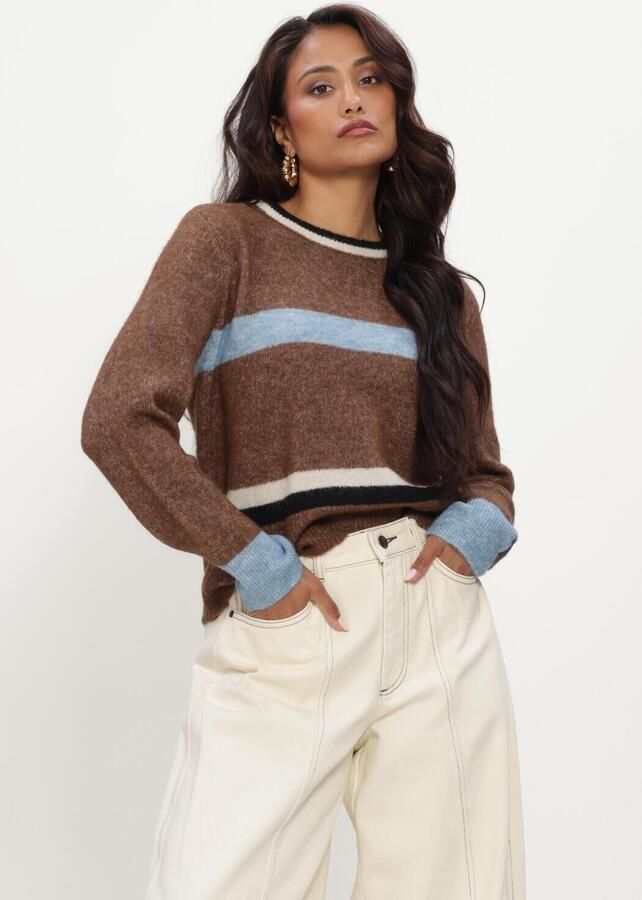OBJECT Dames Truien & Vesten Objaggie L s Re Knit Pullover Noos Bruin