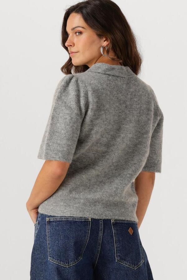 OBJECT Dames Truien & Vesten Objanne S s Re Knit Polo Lichtgrijs - Foto 3