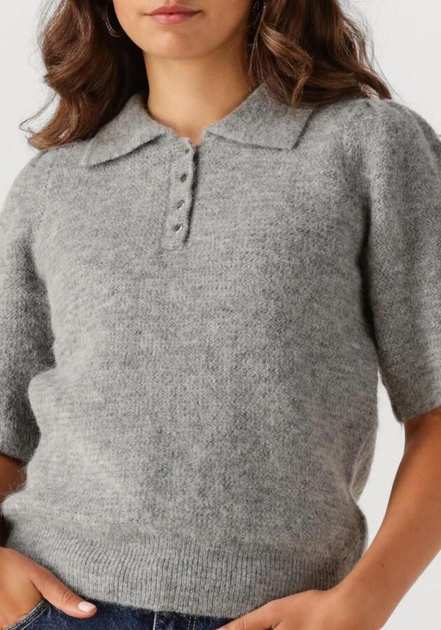 OBJECT Dames Truien & Vesten Objanne S s Re Knit Polo Lichtgrijs - Foto 2