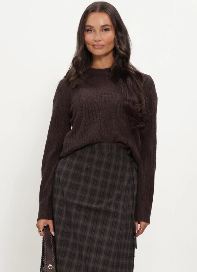 OBJECT Dames Truien & Vesten Objarona L s Re Knit Pullover Bruin