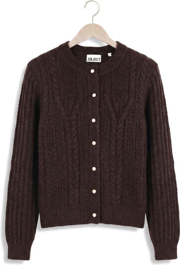 OBJECT Dames Truien & Vesten Objflora Re Ls Knit Button Cardigan Noos Bruin - Foto 4