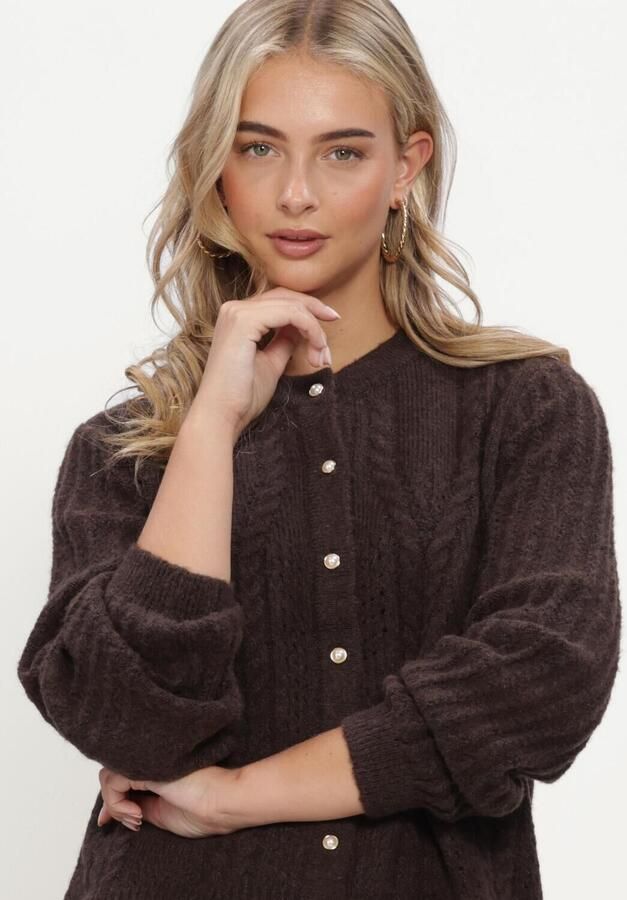 OBJECT Dames Truien & Vesten Objflora Re Ls Knit Button Cardigan Noos Bruin - Foto 3