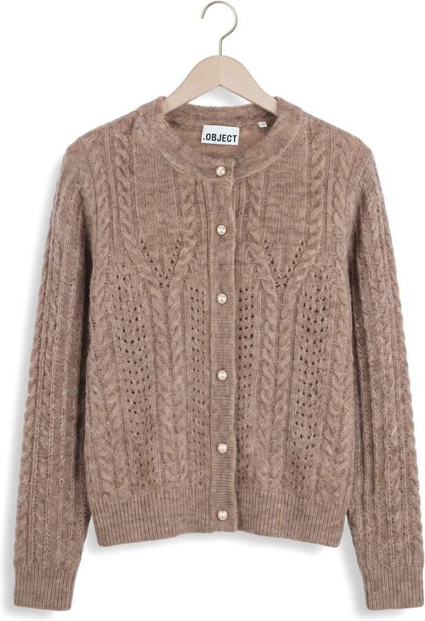 OBJECT Dames Truien & Vesten Objflora Re Ls Knit Button Cardigan Noos Taupe - Foto 4