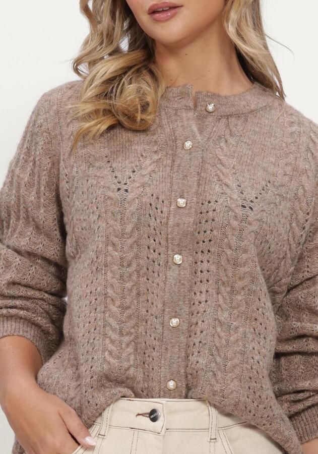 OBJECT Dames Truien & Vesten Objflora Re Ls Knit Button Cardigan Noos Taupe - Foto 2