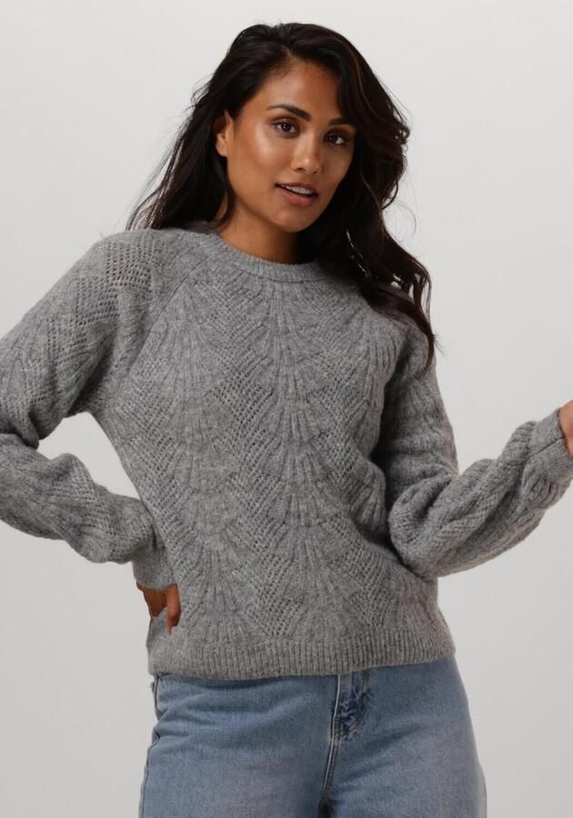 OBJECT Dames Truien & Vesten Objflora Re L s Knit Pullover Grijs - Foto 4