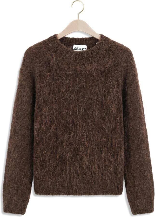 OBJECT Dames Truien & Vesten Objharry L s Lo Knit Pullover Noos Bruin - Foto 2