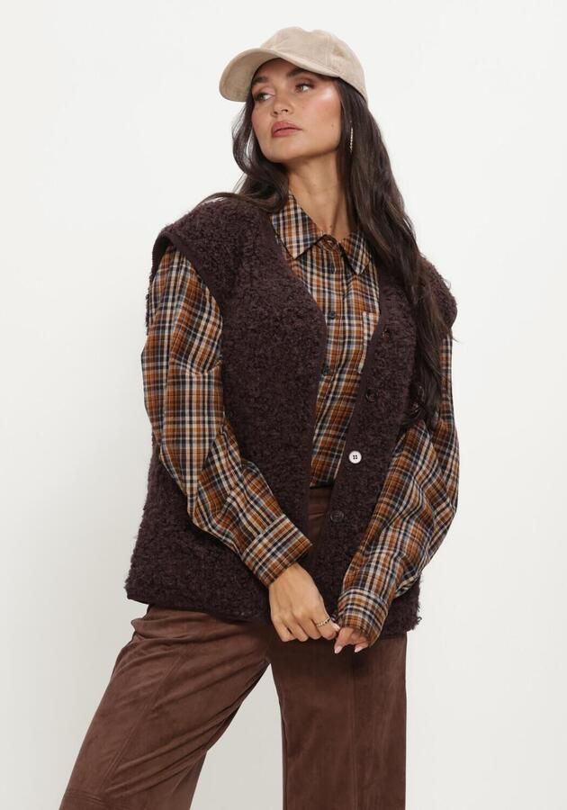OBJECT Dames Truien & Vesten Objiduna Lo Waistcoat Bruin - Foto 1