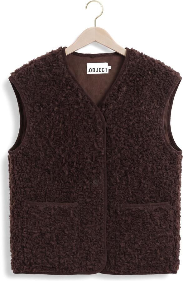 OBJECT Dames Truien & Vesten Objiduna Lo Waistcoat Bruin - Foto 4