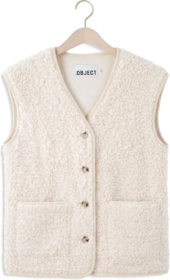 OBJECT Dames Truien & Vesten Objiduna Lo Waistcoat Ecru - Foto 4