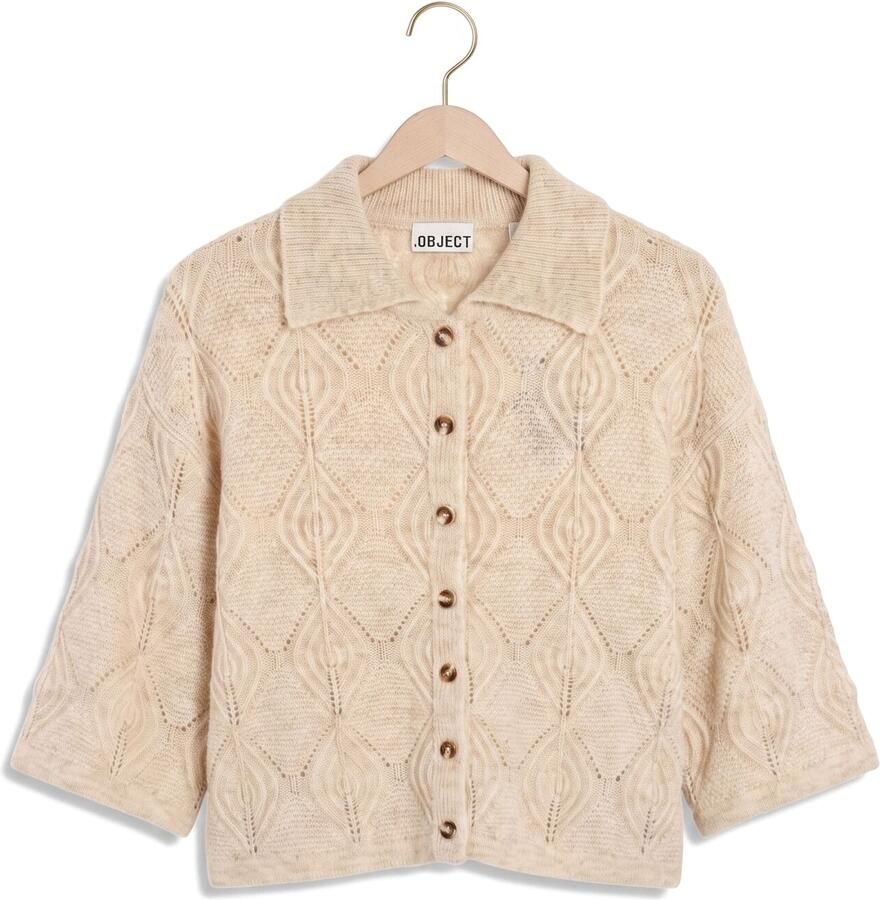 OBJECT Dames Truien & Vesten Objkaisa Flora 3 4 Lo Knit Cardigan Noos Beige - Foto 2