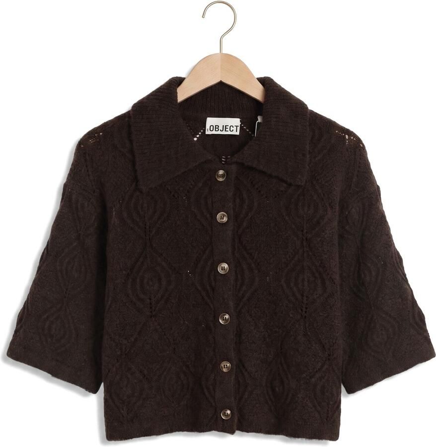 OBJECT Dames Truien & Vesten Objkaisa Flora 3 4 Lo Knit Cardigan Noos Bruin - Foto 2
