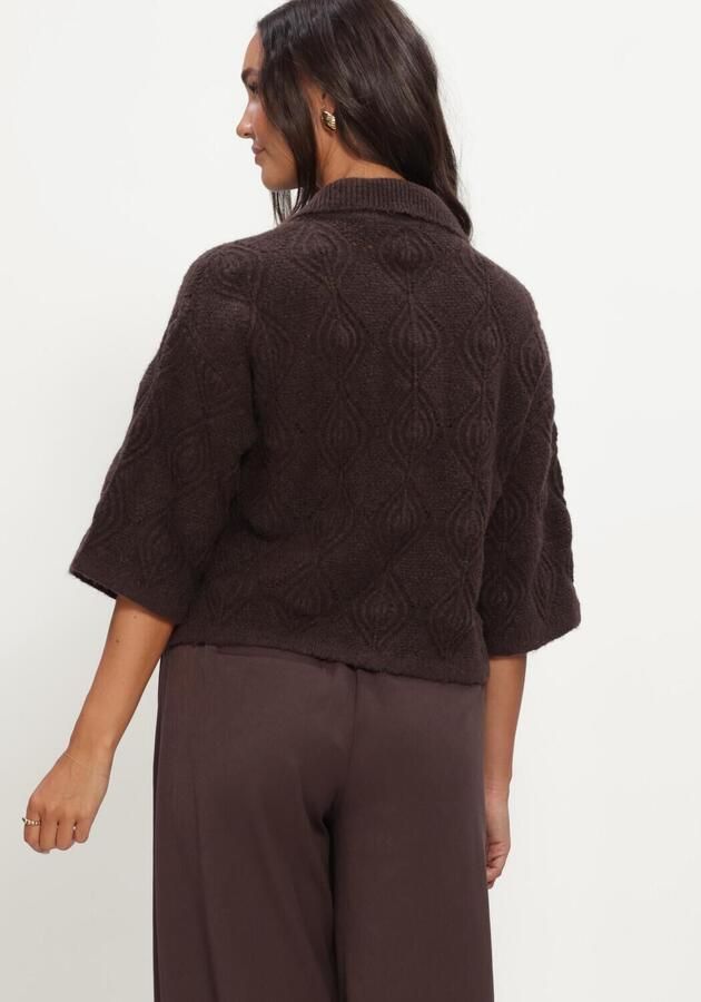OBJECT Dames Truien & Vesten Objkaisa Flora 3 4 Lo Knit Cardigan Noos Bruin - Foto 3