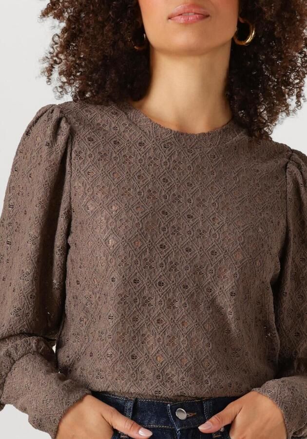 OBJECT Dames Truien & Vesten Objlaila L s Re Top Noos Bruin - Foto 3