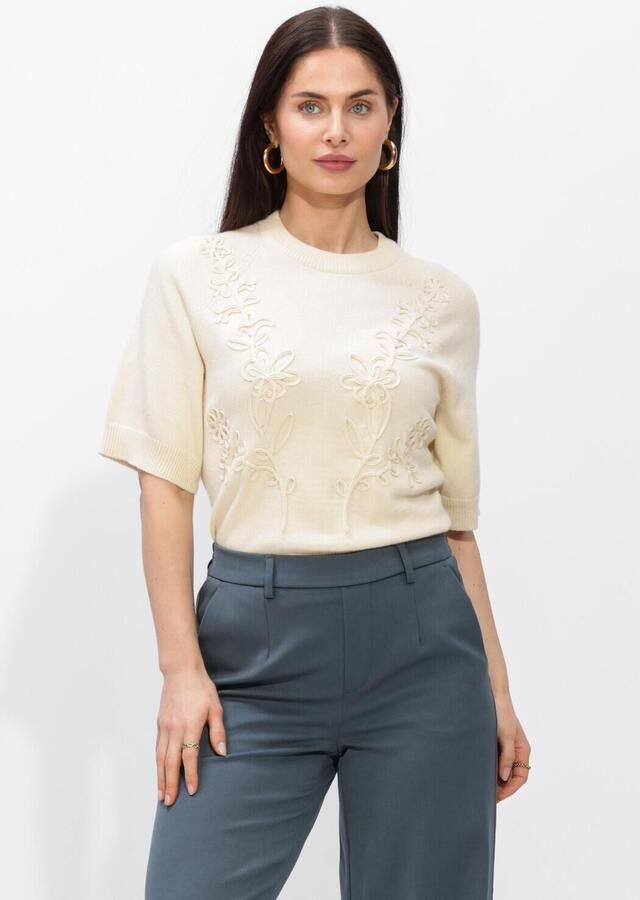 OBJECT Dames Truien & Vesten Objlaney Rubin Ss Pullover Ecru