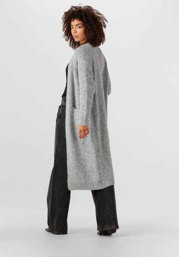 OBJECT Dames Truien & Vesten Objmilu Ls Lo Long Knit Cardigan Lichtgrijs