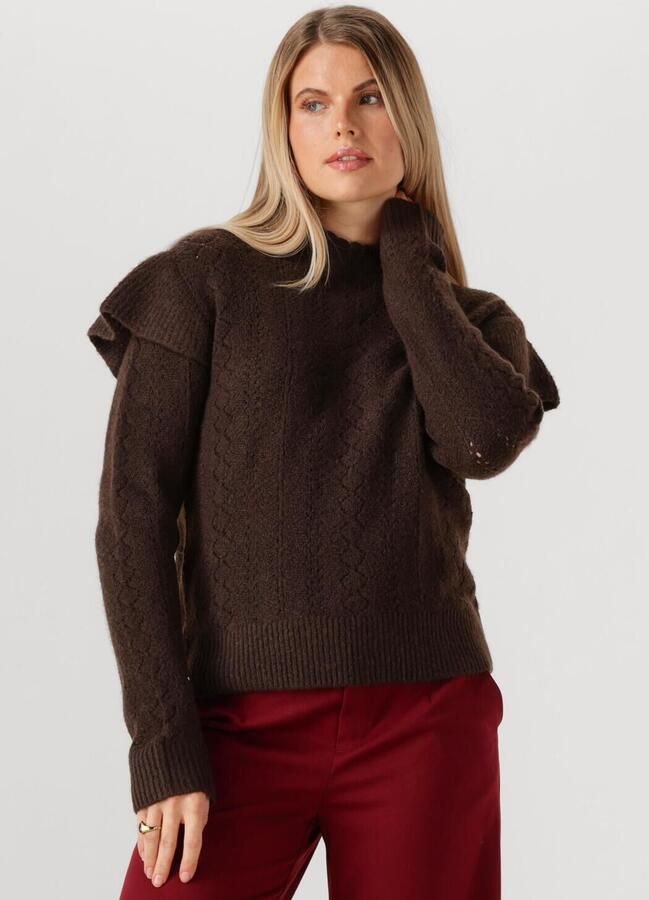 OBJECT Dames Truien & Vesten Objpaola L s Lo Knit Pullover Bruin - Foto 4